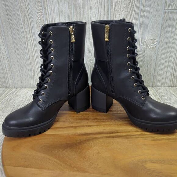 DKNY Black Lace Up Ultra High Heel Combat Boots Womens Size 7 K4982241 - Picture 7 of 12